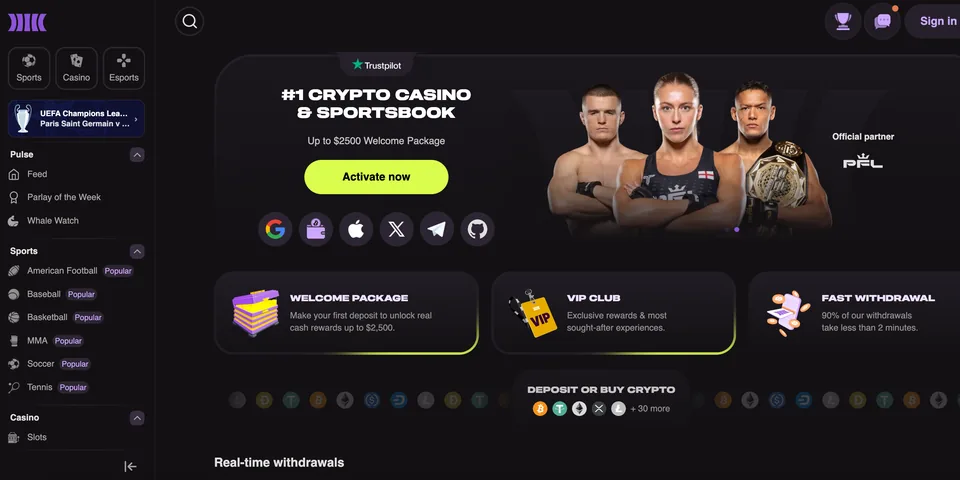 Cloudbet homepage