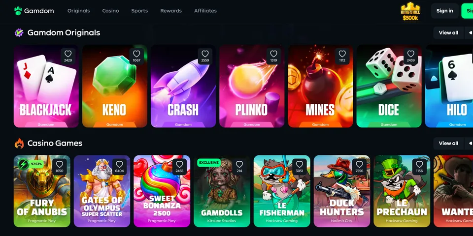 Gamdom homepage